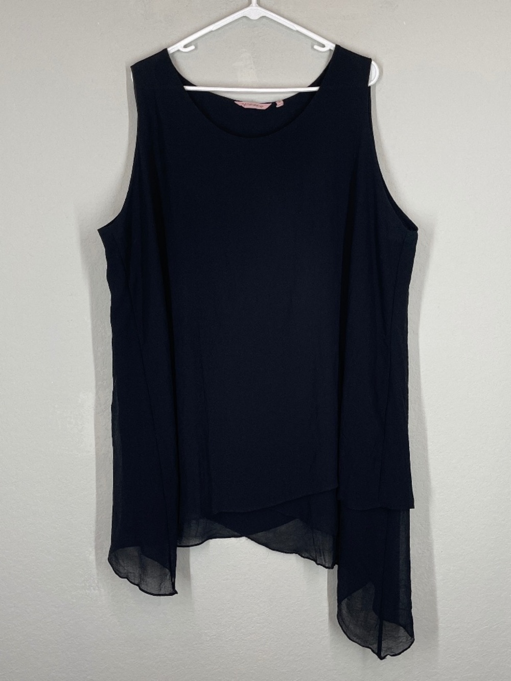 Soft Surroundings Tunic Top Women's 2X Black Sleeveless Asymmetrical Hem